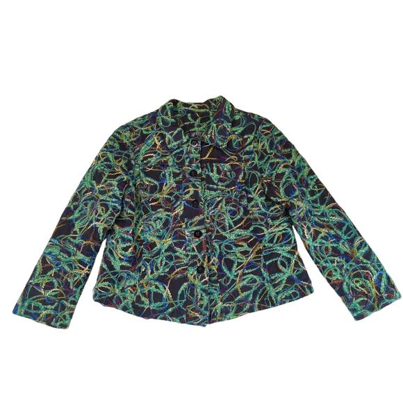 Vintage Kaktus Wearable Art Button Front Jacket Maximalist Women's Size XL‎ - Picture 1 of 8